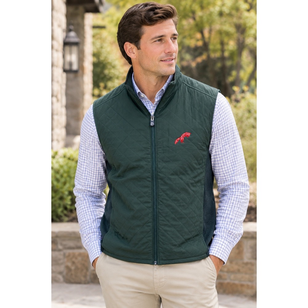 B. Draddy Lawrence Lightweight Quilted Vest Rolling Rock Green Mens XL BD006